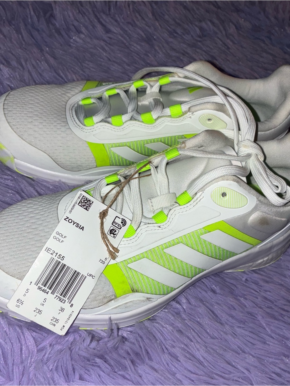 NWT Adidas Women's Zoysia Spikeless Golf Shoes – White/Lucid Lemon – Size 6.5